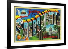 Sacramento, California - Large Letter Scenes-Lantern Press-Framed Art Print