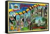 Sacramento, California - Large Letter Scenes-Lantern Press-Framed Stretched Canvas