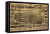 Sacramento, California - Panoramic Map No. 2-Lantern Press-Framed Stretched Canvas