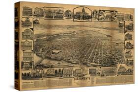 Sacramento, California - Panoramic Map No. 2-Lantern Press-Stretched Canvas