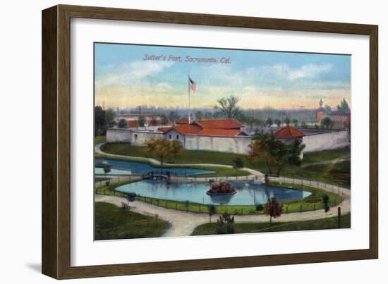 Sacramento, California - Panoramic View of Sutter's Fort-Lantern Press-Framed Art Print