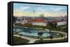 Sacramento, California - Panoramic View of Sutter's Fort-Lantern Press-Framed Stretched Canvas