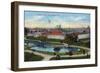 Sacramento, California - Panoramic View of Sutter's Fort-Lantern Press-Framed Premium Giclee Print