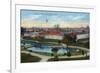 Sacramento, California - Panoramic View of Sutter's Fort-Lantern Press-Framed Premium Giclee Print