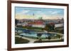 Sacramento, California - Panoramic View of Sutter's Fort-Lantern Press-Framed Premium Giclee Print