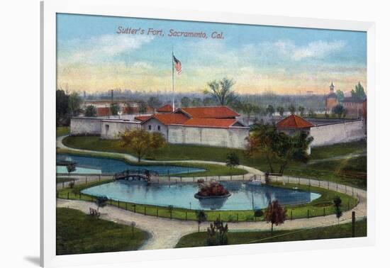 Sacramento, California - Panoramic View of Sutter's Fort-Lantern Press-Framed Art Print