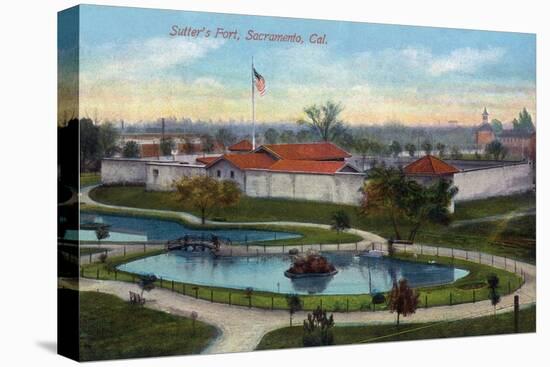 Sacramento, California - Panoramic View of Sutter's Fort-Lantern Press-Stretched Canvas