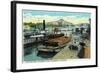 Sacramento, California - Sacramento River Shipping Scene-Lantern Press-Framed Art Print