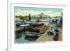 Sacramento, California - Sacramento River Shipping Scene-Lantern Press-Framed Art Print