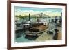 Sacramento, California - Sacramento River Shipping Scene-Lantern Press-Framed Art Print