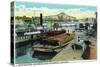 Sacramento, California - Sacramento River Shipping Scene-Lantern Press-Stretched Canvas