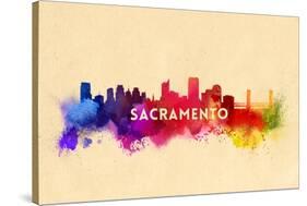 Sacramento, California - Skyline Abstract-Lantern Press-Stretched Canvas