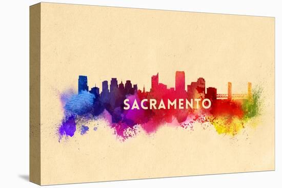Sacramento, California - Skyline Abstract-Lantern Press-Stretched Canvas