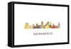 Sacramento California Skyline-Marlene Watson-Framed Stretched Canvas