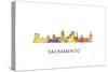 Sacramento California Skyline-Marlene Watson-Stretched Canvas