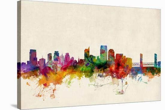 Sacramento California Skyline-Michael Tompsett-Stretched Canvas