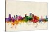 Sacramento California Skyline-Michael Tompsett-Stretched Canvas