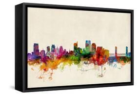 Sacramento California Skyline-Michael Tompsett-Framed Stretched Canvas