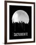 Sacramento Skyline Black-null-Framed Art Print