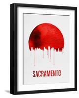 Sacramento Skyline Red-null-Framed Art Print