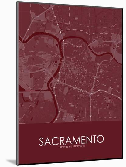Sacramento, United States of America Red Map-null-Mounted Poster