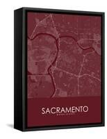 Sacramento, United States of America Red Map-null-Framed Stretched Canvas