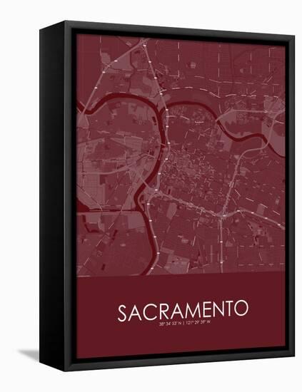 Sacramento, United States of America Red Map-null-Framed Stretched Canvas