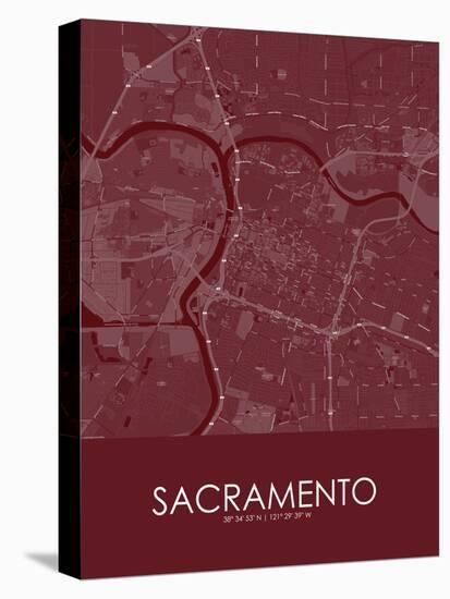 Sacramento, United States of America Red Map-null-Stretched Canvas