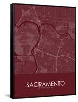 Sacramento, United States of America Red Map-null-Framed Stretched Canvas