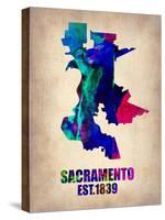 Sacramento Watercolor Map-NaxArt-Stretched Canvas