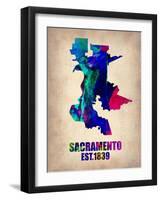 Sacramento Watercolor Map-NaxArt-Framed Art Print