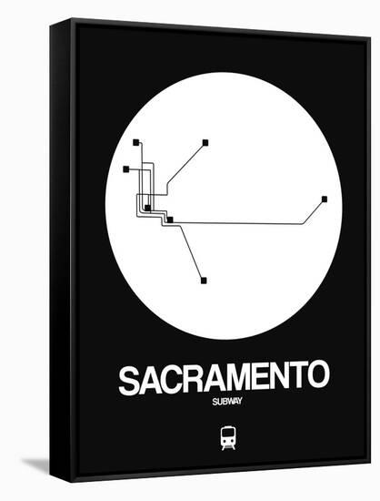 Sacramento White Subway Map-NaxArt-Framed Stretched Canvas