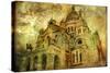 Sacre Coeur - Artwork In Painting Style-Maugli-l-Stretched Canvas