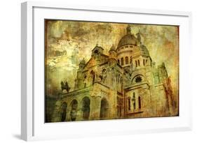Sacre Coeur - Artwork In Painting Style-Maugli-l-Framed Art Print