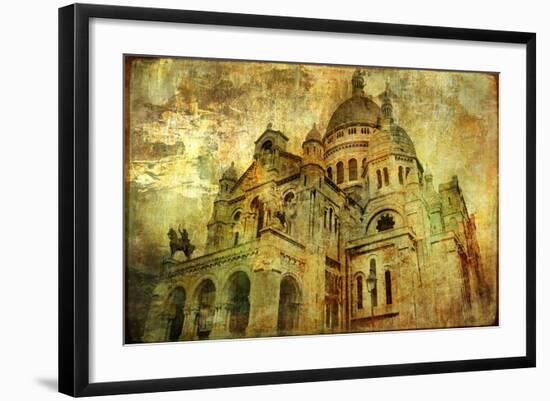 Sacre Coeur - Artwork In Painting Style-Maugli-l-Framed Art Print