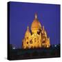 Sacre Coeur Basilica at Night, Paris, France-Roy Rainford-Stretched Canvas