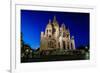 Sacre Coeur Cathedral on Montmartre Hill at Dusk, Paris, France-anshar-Framed Photographic Print