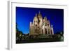 Sacre Coeur Cathedral on Montmartre Hill at Dusk, Paris, France-anshar-Framed Photographic Print