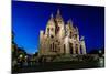 Sacre Coeur Cathedral on Montmartre Hill at Dusk, Paris, France-anshar-Mounted Photographic Print