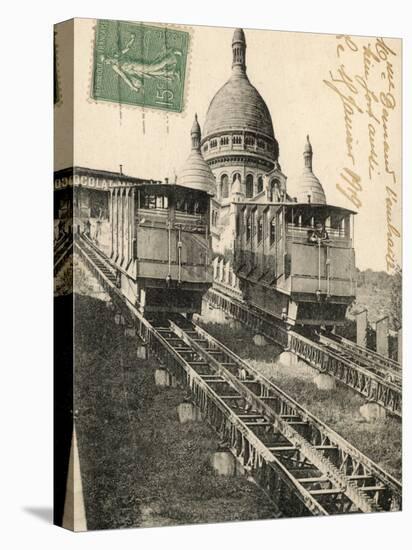 Sacre Coeur, Montmartre, with the Funiculaire-null-Stretched Canvas