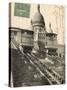 Sacre Coeur, Montmartre, with the Funiculaire-null-Stretched Canvas