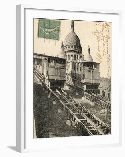 Sacre Coeur, Montmartre, with the Funiculaire-null-Framed Photographic Print