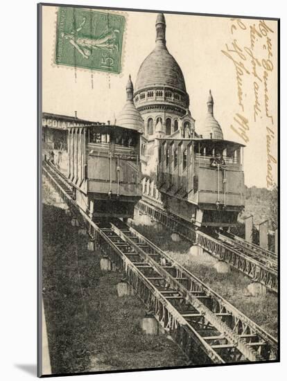 Sacre Coeur, Montmartre, with the Funiculaire-null-Mounted Photographic Print