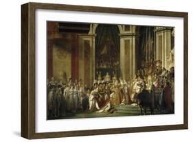 Sacre de l'empereur Napoléon et couronnement de l'impératrice Joséphine-Jacques-Louis David-Framed Giclee Print