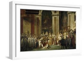 Sacre de l'empereur Napoléon et couronnement de l'impératrice Joséphine-Jacques-Louis David-Framed Giclee Print