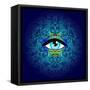 Sacred Geometry Symbol with All Seeing Eye in Acid Colors. Mystic, Alchemy, Occult Concept. Design-Gorbash Varvara-Framed Stretched Canvas