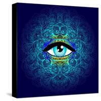 Sacred Geometry Symbol with All Seeing Eye in Acid Colors. Mystic, Alchemy, Occult Concept. Design-Gorbash Varvara-Stretched Canvas