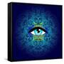 Sacred Geometry Symbol with All Seeing Eye in Acid Colors. Mystic, Alchemy, Occult Concept. Design-Gorbash Varvara-Framed Stretched Canvas