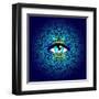 Sacred Geometry Symbol with All Seeing Eye in Acid Colors. Mystic, Alchemy, Occult Concept. Design-Gorbash Varvara-Framed Art Print