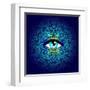 Sacred Geometry Symbol with All Seeing Eye in Acid Colors. Mystic, Alchemy, Occult Concept. Design-Gorbash Varvara-Framed Art Print